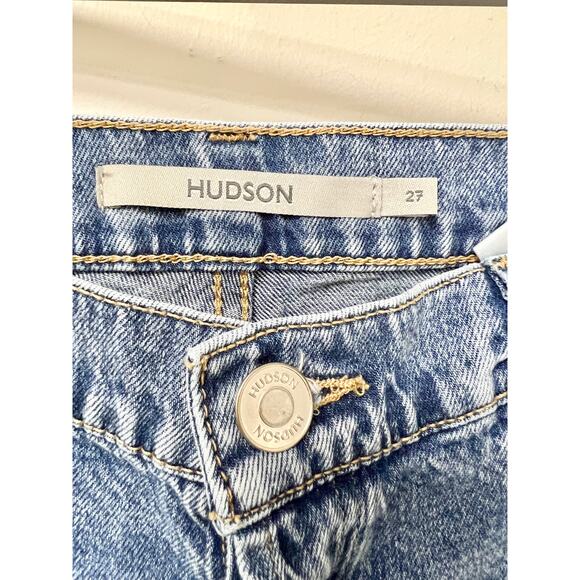 Hudson Rosie High Rise Ripped Wide Leg Jeans Golden Destructed Women's Size 27 - Picture 3 of 5